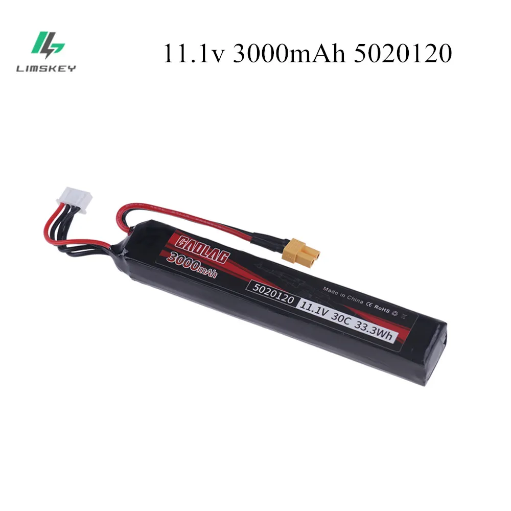 11.1V 3000mAh Rechargeable LiPO Battery for Soft Air Gun Toy Gun Accessories 30C 5020120 Batteries XT30 Plug 1-10pcs