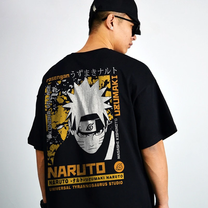 

Naruto Anime Short Sleeve T Shirt Summer Cotton Loose Oversized Sasuke Cosplay Casual Tee