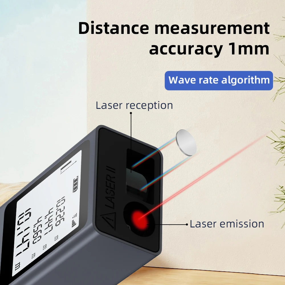 Mini Laser Rangefinder Digital Tape Measure Ruler USB Charge Aluminum Alloy Fuselage