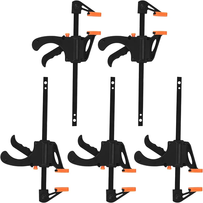 4 Inch Bar Clamps for Woodworking, 5 Pcs Trigger Quick Grip Clamps, One Handed Ratchet Wood Working Clamp