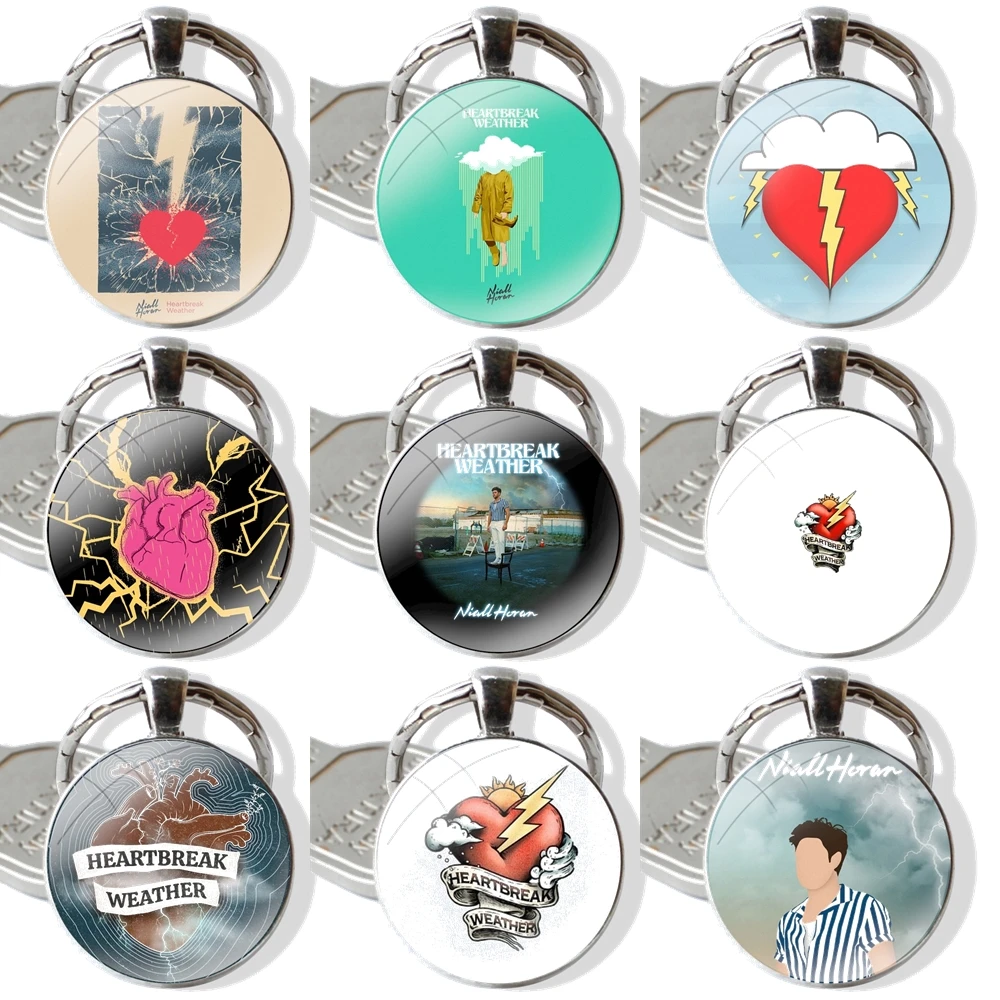 Heartbreak Weather Keychain Handmade Glass Cabochon Key Ring Holder Pendant Key Chains