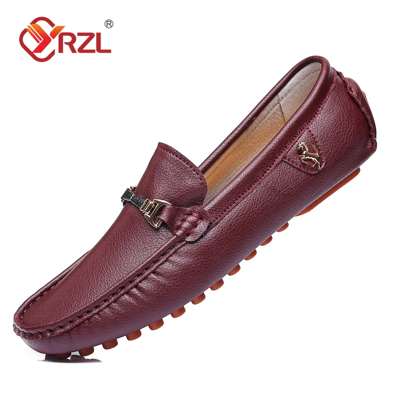 YRZL Handmade PU Leather Loafers Men Shoes Design Loafers Man Comfortable Slip on Men Loafers Hot Sale Moccasins Driving Shoes