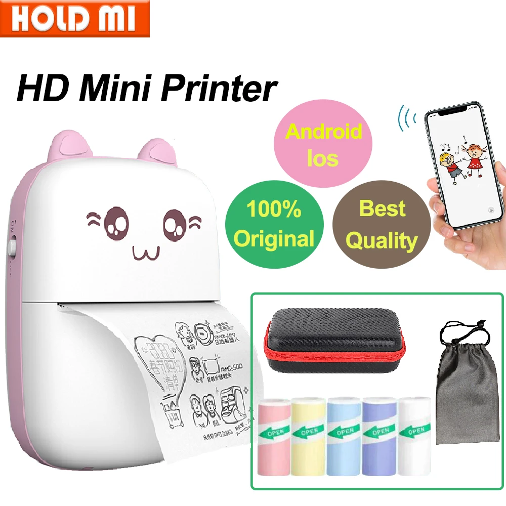 Mini Thermal Printer Portable Wireless BT 203dpi Label Photo Memo Wrong Question Print Education Learn Printer Children Boy Gift