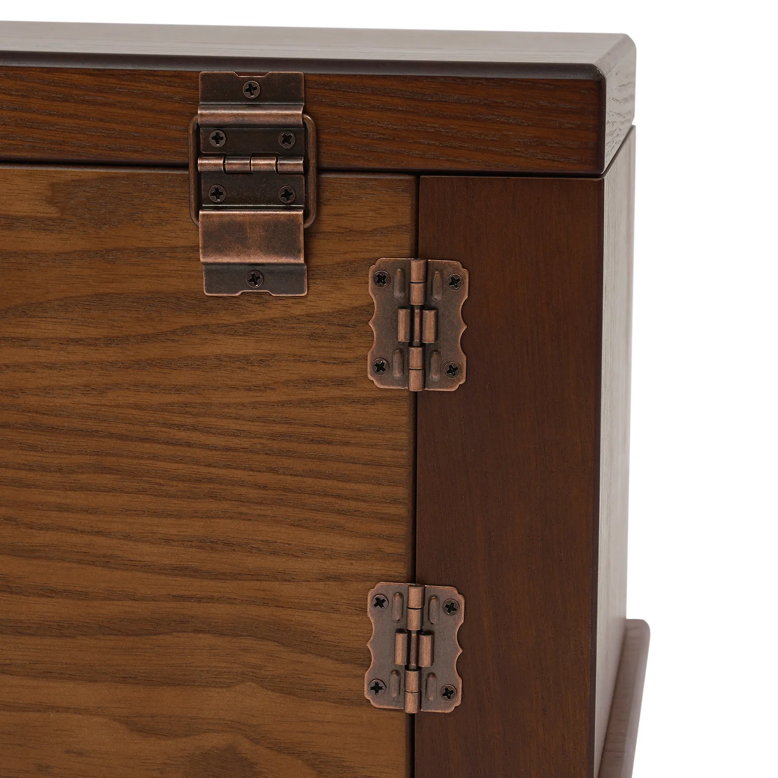 Armadietto per gioielli da tavolo con specchio, scatola portaoggetti per orecchini da ragazza a 4 strati con anello per collana con serratura