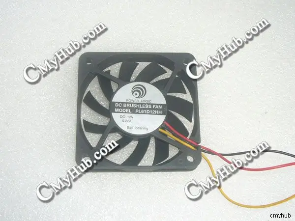 For POWER LOGIC PL61D12HH DC12V 0.22A 6010 6CM 60MM 60X60X10MM 3pin Cooling Fan PL61D12HH