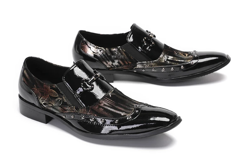BOARD Herbst Herrenschuhe Spike Luxuriöse Persönlichkeit Bankett Niete Tigerkopf Druck Formelle Kleidung Schuhe – Detail 4