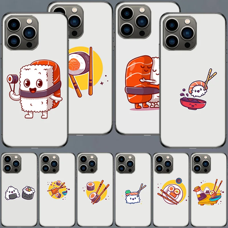 Cute Cartoon Sushi Clear Phone Case For Apple Iphone 16 15+ 14 Plus Coque 13 12 Mini Clear 11 Pro Max Cover Silicone Cute Shell