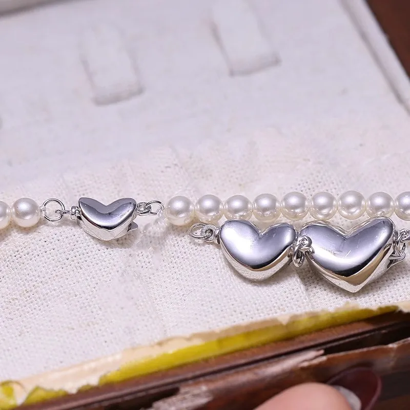 MeiBaPJ 4-10mm Real 925 Sterling Silver Heart Clasp Fine Wedding Jewelry for Women