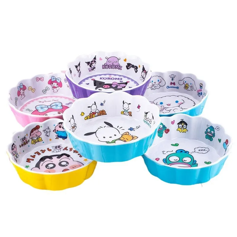 المبيعات Kuromi الأطفال الطفل وعاء تناول الطعام عالية الجمال طالب عنبر وعاء الأرز غرفة المعيشة المنزلية الفاكهة وجبات خفيفة السلطانية
