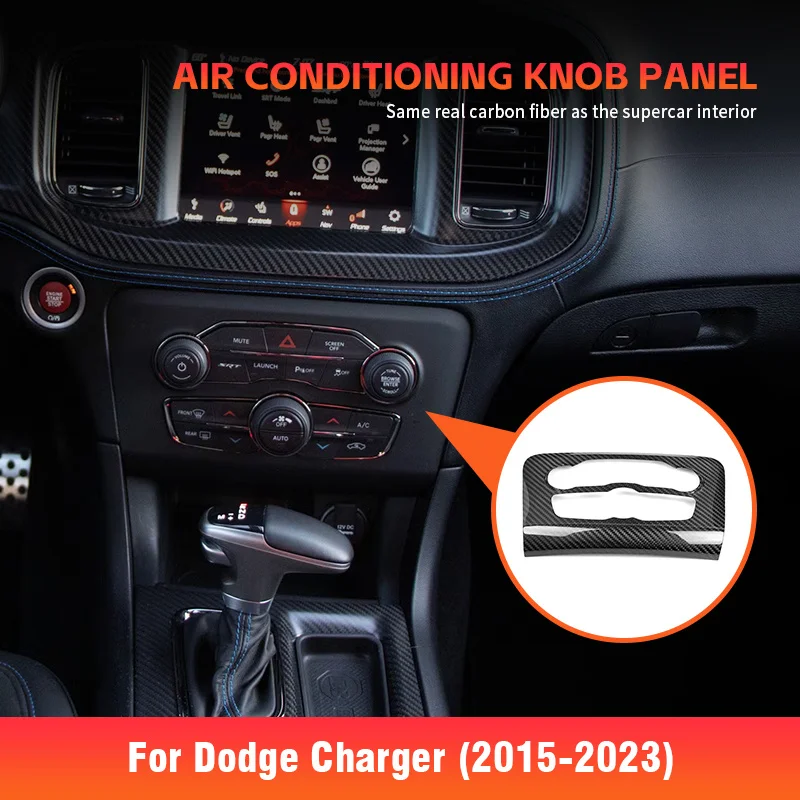 

2015-2023 для Dodge Charger, ручка кондиционера, панель, декоративная наклейка из натурального углеродного волокна