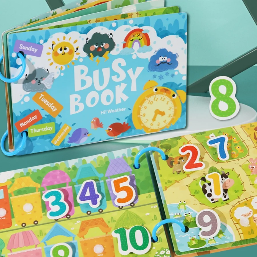 Puzzle Montessori Quiet Book Word Recognition Children's Early Education Enlightenment Stickers Book Toys image 6
