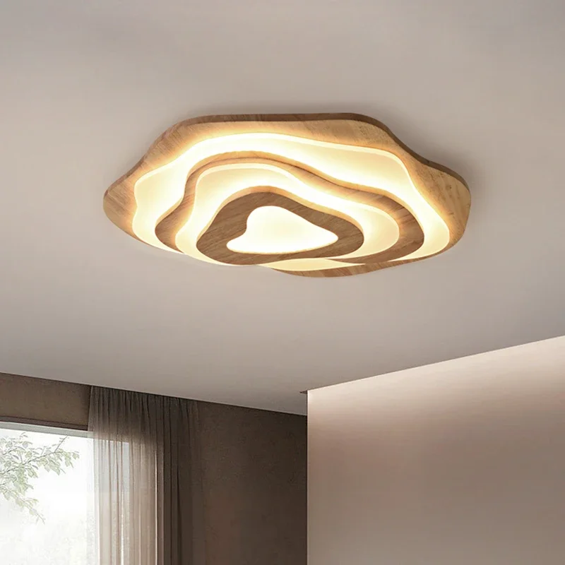 

Modern Nordic Wood LED Ceiling Lamp For Living Room Bedroom Chalet Dining Room Kitchen Remote Control Ceiling Chandelier Light