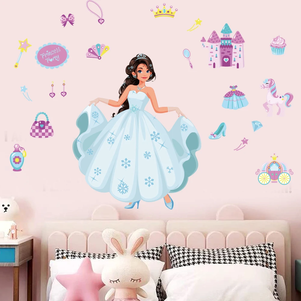 beautiful princess magic Decoration wall stickers for bedroom Home Decor mural Living room Decals Cartoon Art wall paper