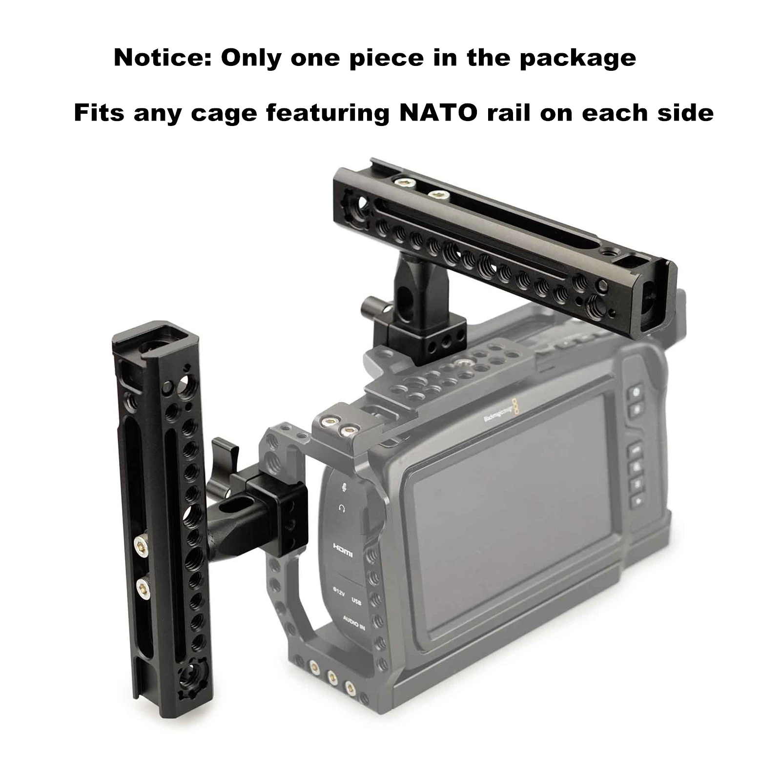 MAGICRIG Rotating NATO Handle Top Handle Grip with Cold Shoe Mount and Locating Point for ARRI for DSLR Camera, Camera Cage