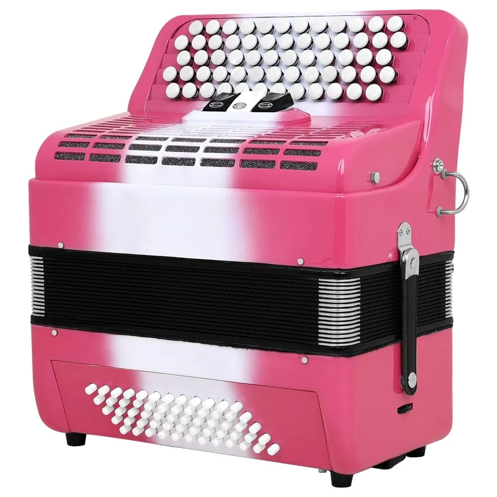 AH-210 62-Key 60-Bass Professional Button Bayan Accordion with Register Switches Anti Slip Keys Responsive Action
