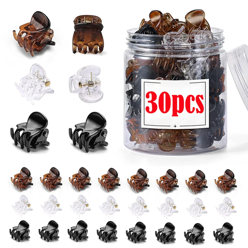 30/20/10pcs Women Girls Mini Hair Claws Kids Plastic Black Hairpins Hair Clips Clamp Ponytail Holder Headwear Hair Accessories