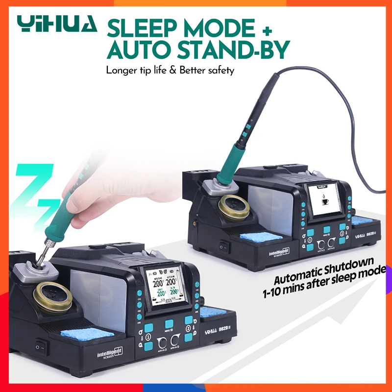 

YIHUA 982DII 2-in-1 Precision Station Simultaneous Operation Removable Tray C210 C245 Easy Tip Change LCD Display for Electronic