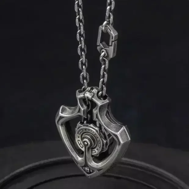 1PCS Mechanical Rotating Gear Retro Punk Pendant Necklace Outdoor EDC Creative Men's Gift