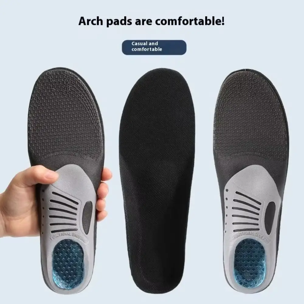

1 Pair Gel Material Sports Running Insoles Shock Proof Orthopedic Support Orthotic Inserts Comfort Cushioning Flat Foot Support