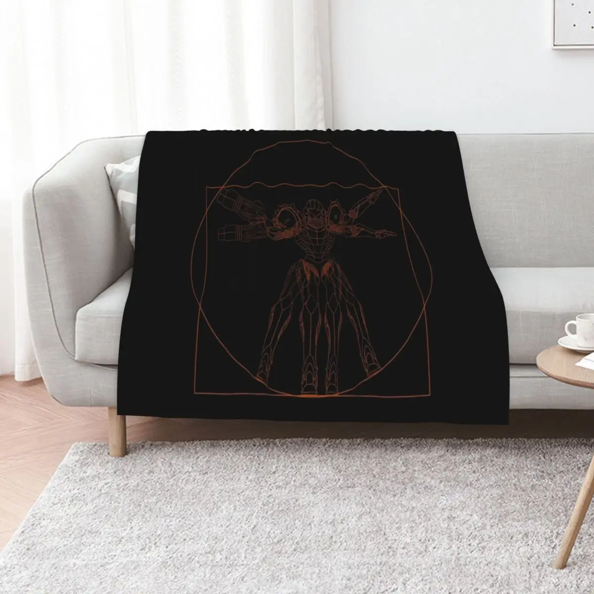 

Vitruvian Samus Metroid Da Vinci Sketch Orange Print Throw Blanket manga Soft For Sofa Thin Sofa Blankets