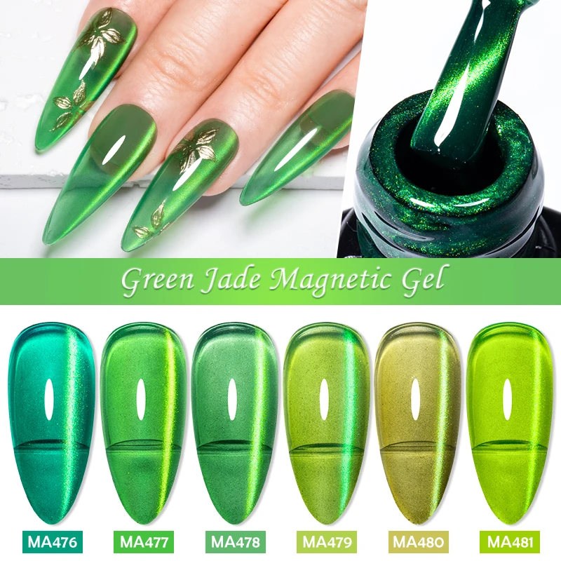 MEET ACROSS 7ml Verde Jade Cat Gel Magnético Unha Polonês Hortelã Esmeralda Cor Primavera Verão Simples Nail Art Gel Verniz Manicure