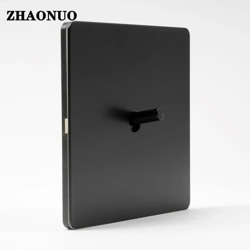 Wall Light Toggle Switch Matte Black Stainless Steel Panel 1-4 Gang 2 Way Switch EU Socket For Home