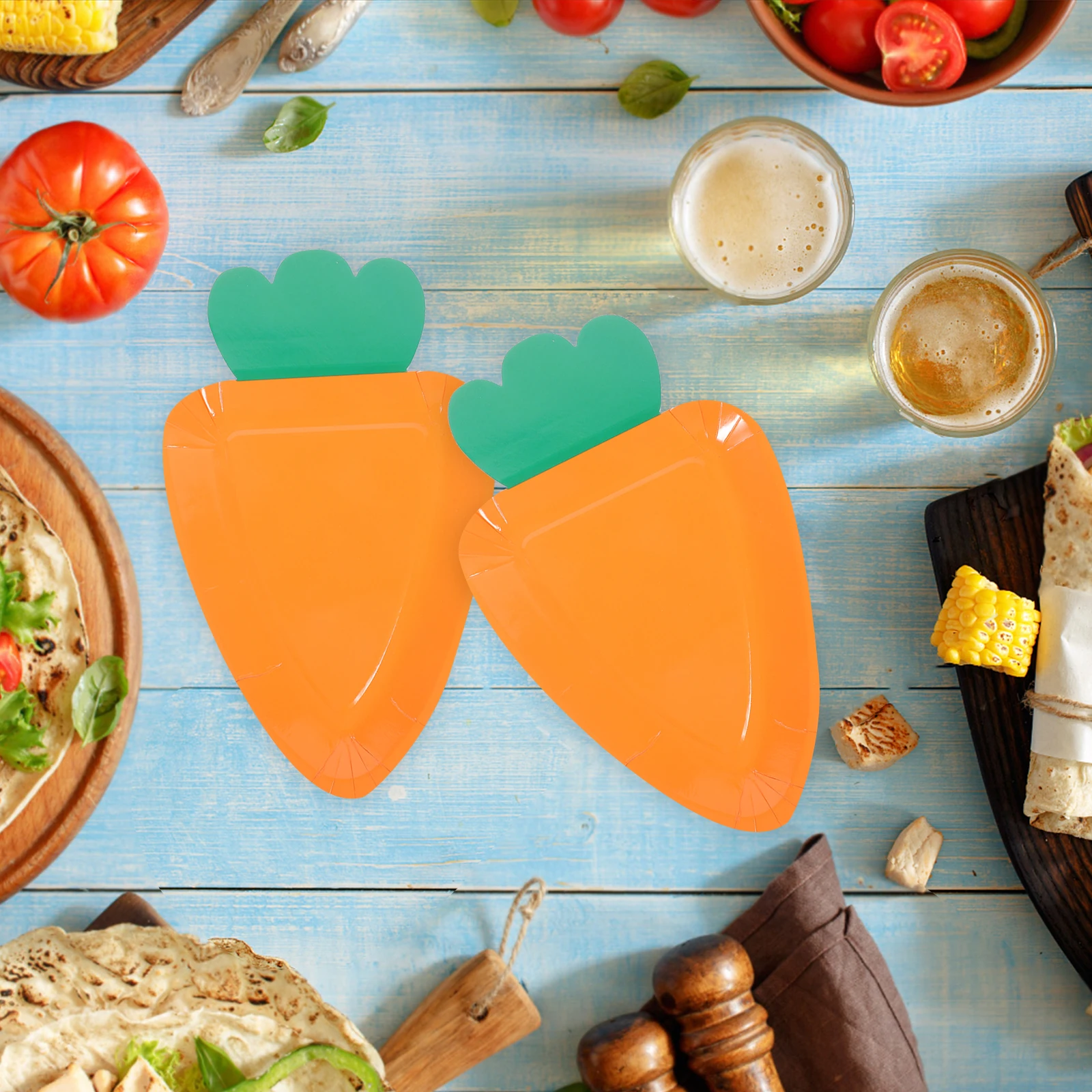 

24pcs Carrot Paper Plate Disposable Party Accessories Delicate Fruit Plates Easter Gathering Food Plates Lightweight Portable