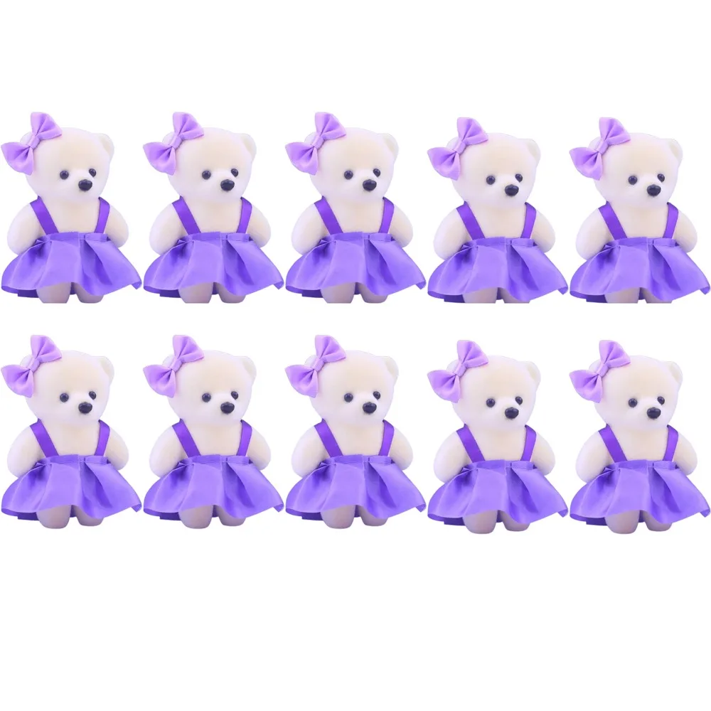 10PCS Flower Gift Box Bear Bow Plush Foam Toy Satin Cartoon Packaging Bouquet Plush Bear Doll Wedding Children Christmas Gift