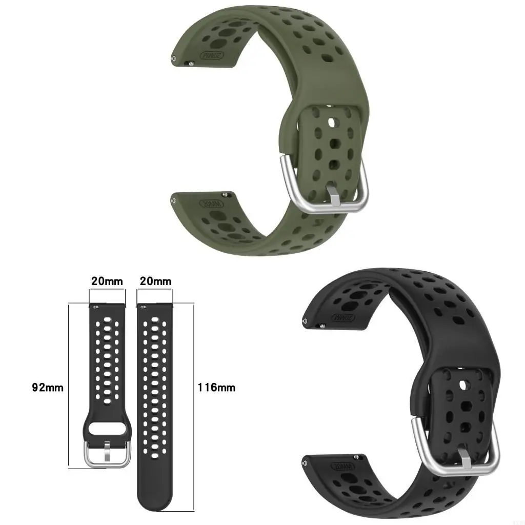 세련된 통기성 실리콘 20mm 손목 스트랩 땀 방지 웨어러블 팔찌 2 퀵 릴리스 벨트 편안한 유엔 세이시스