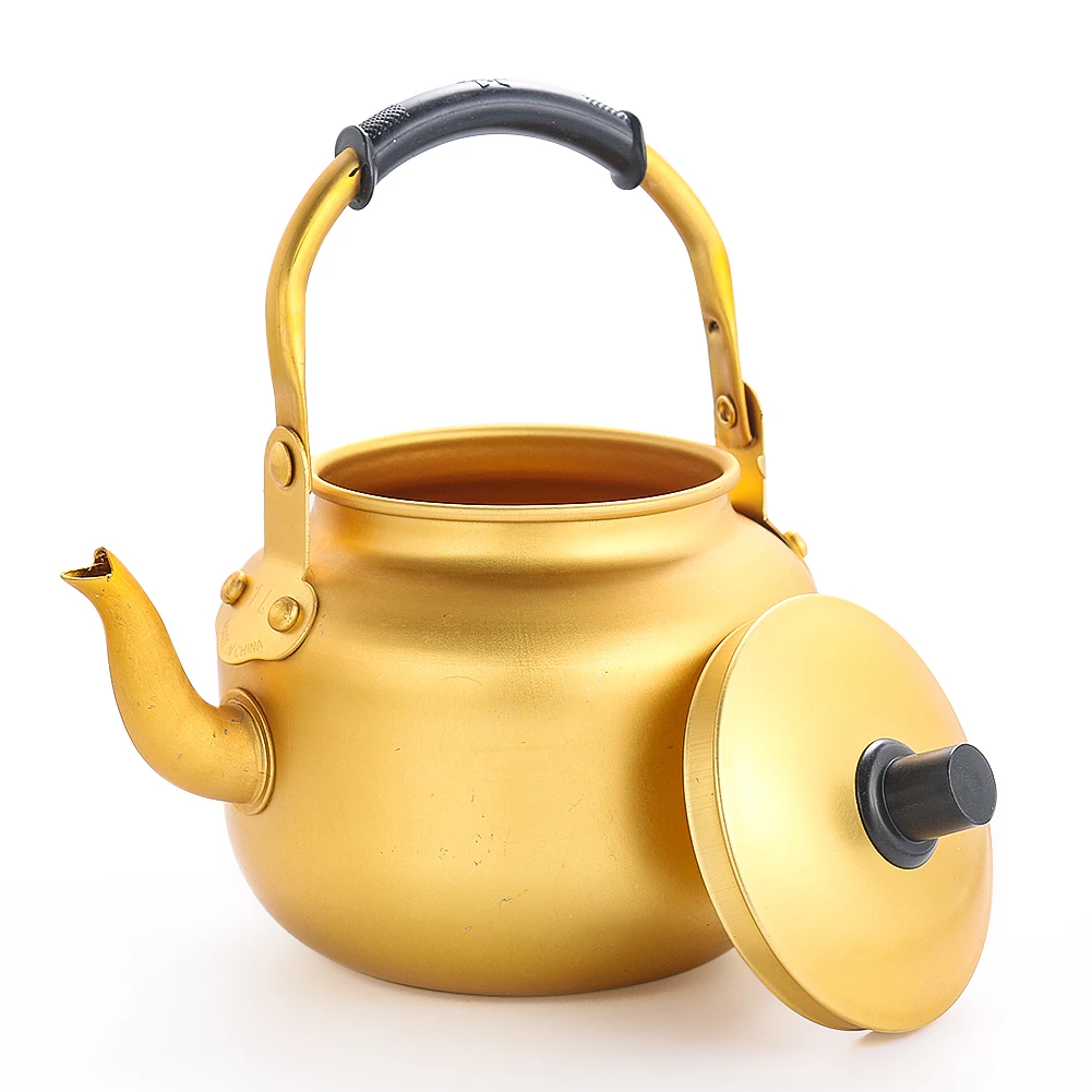 0.75-6L Gold Aluminum Kettle Outdoor Portable Teapot Coffee Pot Large Capacity Kettle Kitchen Camping Cookware Cooking Supplies