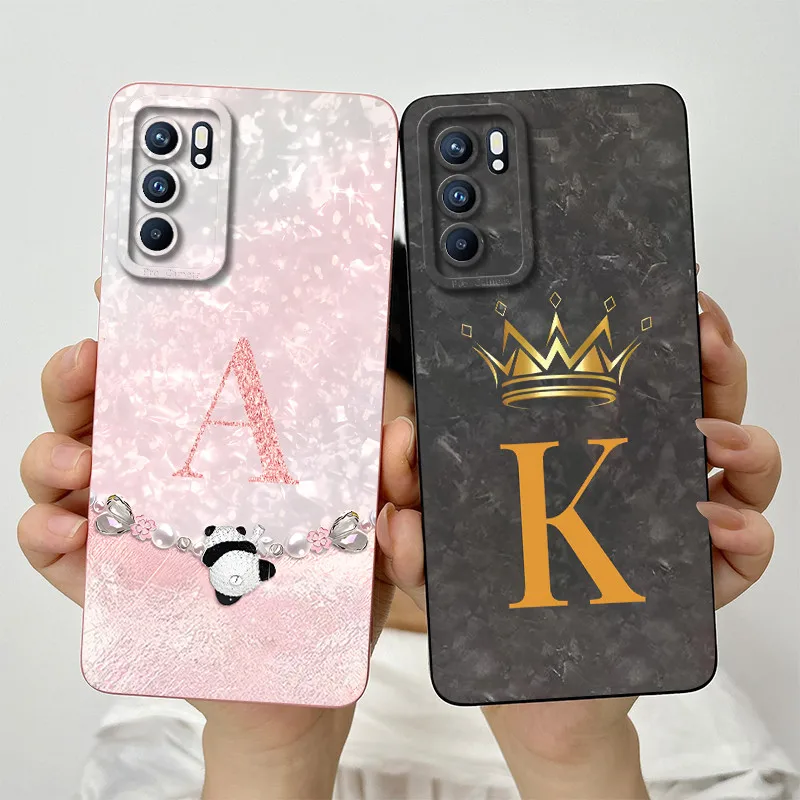 For OPPO Reno 6 Case OPPO Reno6 4G Phone Case CPH2235 Fashion Crown Letters Full Package Matte Anti Drop Soft Protective Cover