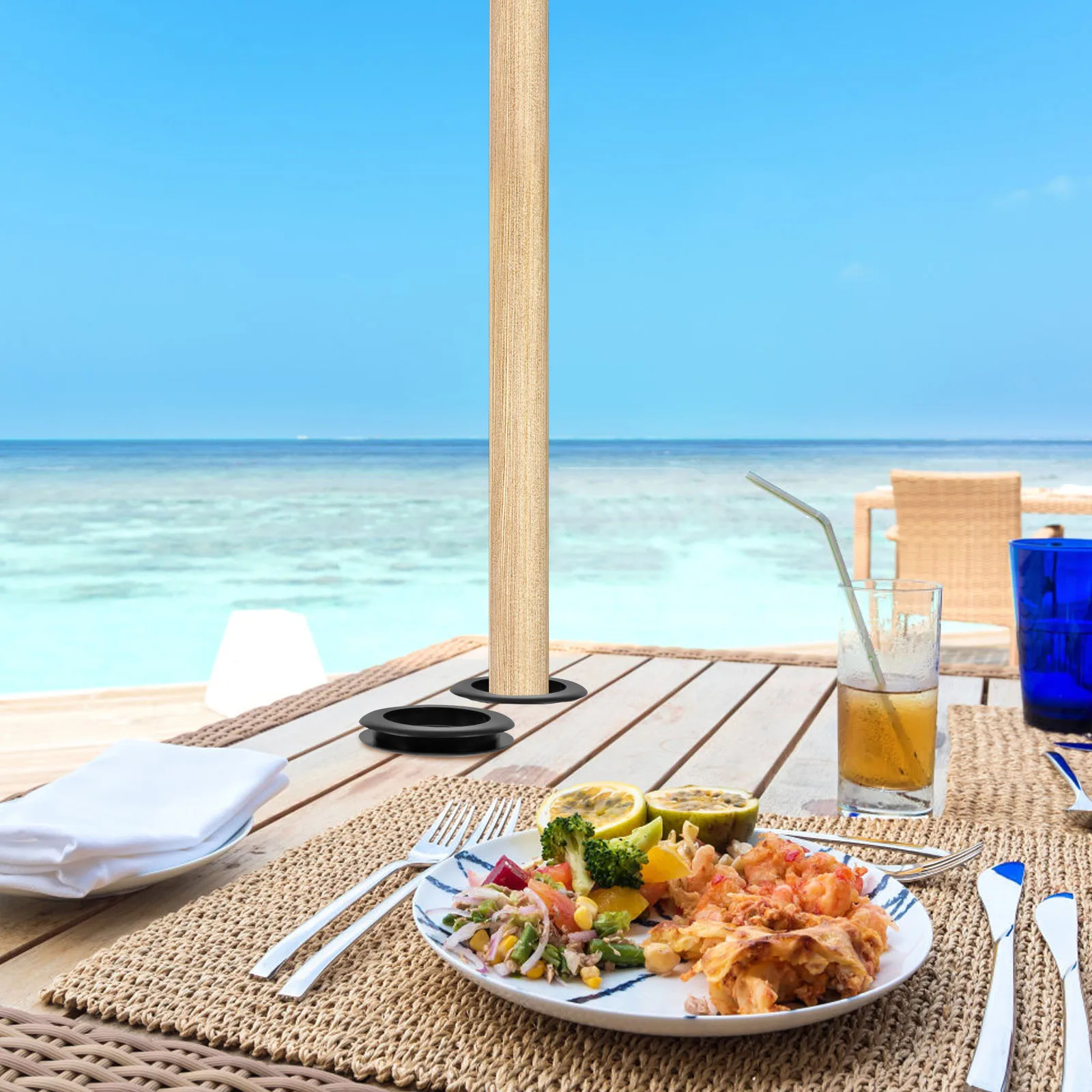 

2Pcs Outdoor Umbrella Fixing Tool Table Hole Ring for Yard Garden Bar Coffee Shop Scratch Proof Heat Resistant Retaining Ring