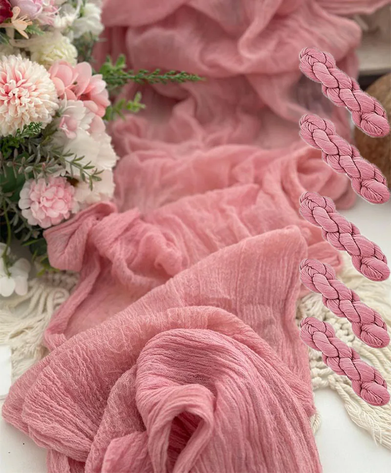 

5Pcs Cheesecloth Table Runner Boho Gauze Table Runner 40x275cm Romantic Table Runner for Wedding Bridal Shower Birthday Party