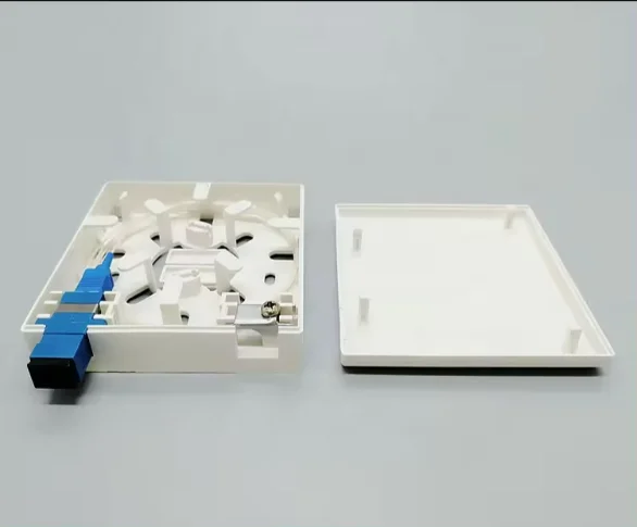 Factory Supply 2-Port Wall Mount Indoor/Outdoor Fiber Optic Socket Box 86 Mini Patch Panel 1Core 2 Cores for WiFi 4G 3G Networks