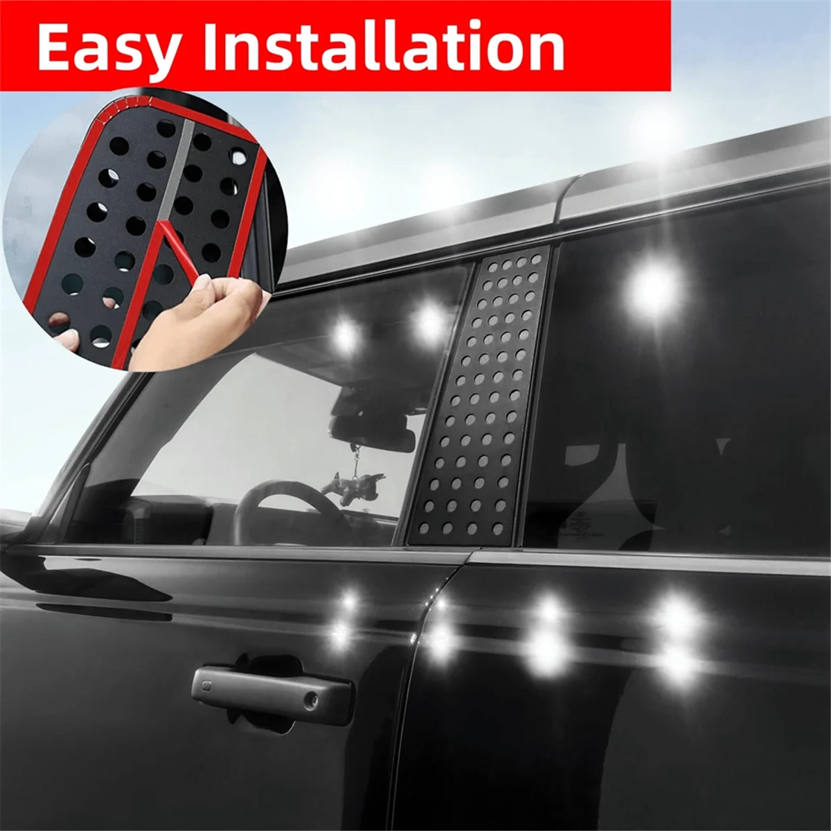 

B Pillar Decals Window Center Pillar Panel Cover for Ford Bronco 2021-2023 B Pillar Trim Cover Accessories Aluminum