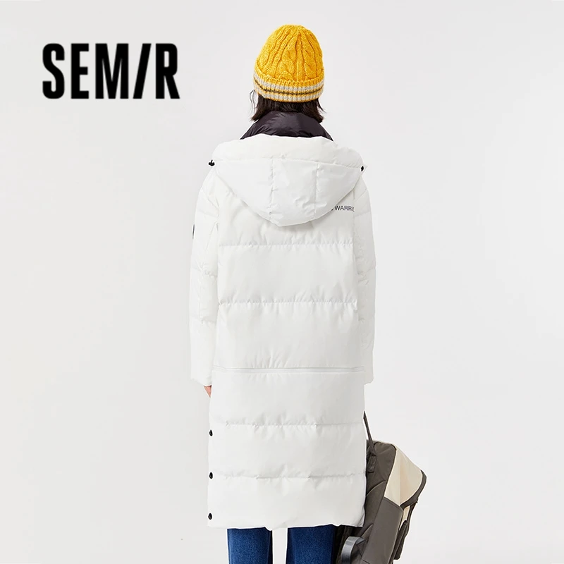 Semir Down Jacket Women Long Hooded 2023 Winter Loose Warm Fashion 90 Duck Down Thick Coat