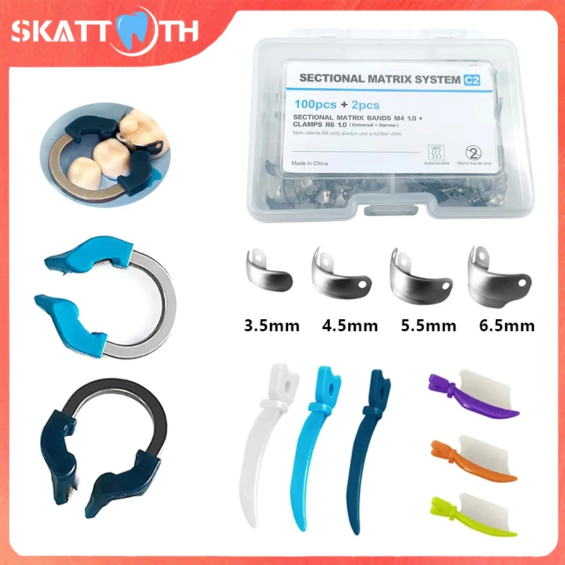 

Dental Matrix Bands NITI Metal Matrices Clamp Ring Sectional Contoured Matrix System Dental Wedges Matrix Wedge Knife Dentistry