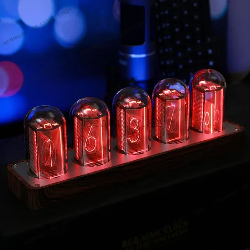 Nixie Tube Clock Walnut Digital Clock Support Wi-Fi Time SYNC Alarm Timer Retro Gift Friends Esports Room Decoration Gift Decor