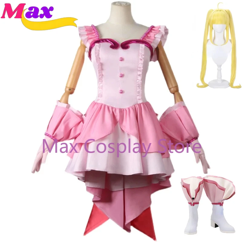 Max Cos-disfraz de Pichi Pitch para mujer, traje de Cosplay de Lucia Nanami, vestido rosa, talla personalizada