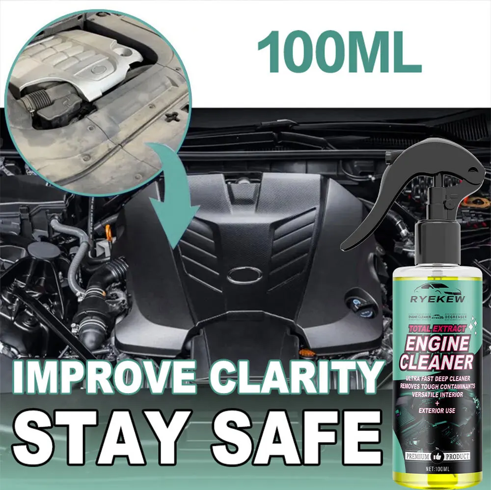 Car Engine Compartment Cleaning Agent, No Water Wash Stain Remover, Deep Oil Dust Cleaning Spray Degreaser Engine Bay Cleaner