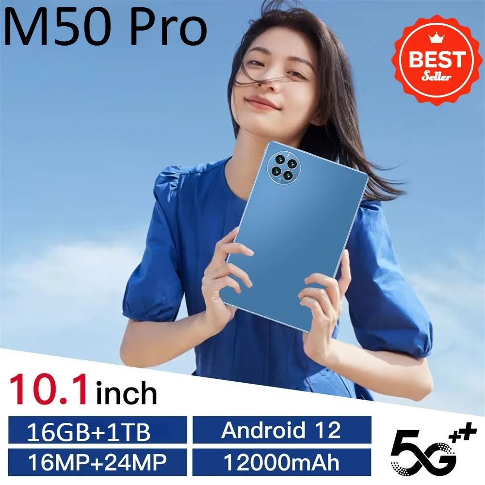 

Pad M50pro 10,1-дюймовый планшет Global Version, оригинальный Android 12, планшет 5G с двумя SIM-картами, 12000 мАч, планшетный ПК для детей, подарки для детей