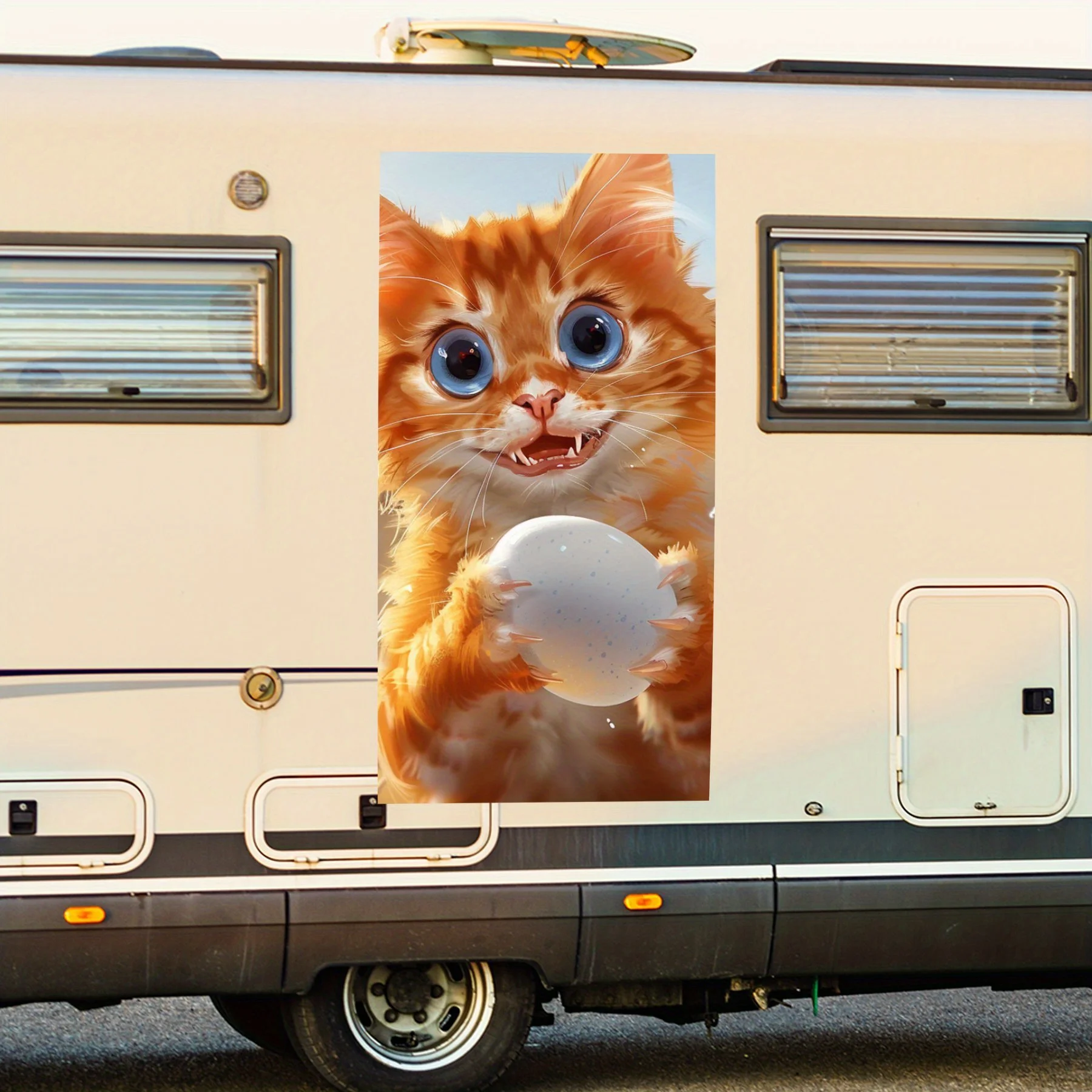 

Оранжевое кошачье яйцо, наклейка на капот автомобиля, ПВХ, самоводонепроницаемая палочка, яркие автомобильные внешние аксессуары, декор, защитный подарок для любителей автомобилей