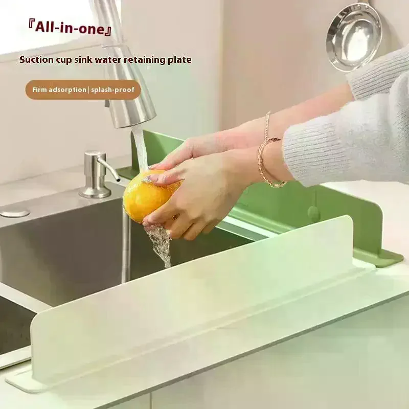 1pcs Silicone Kitchen Sink Water Splash Guard Washing Basin Anti-splash Stopper Waterproof Splatter Screen Bar Anti-water Board view 3