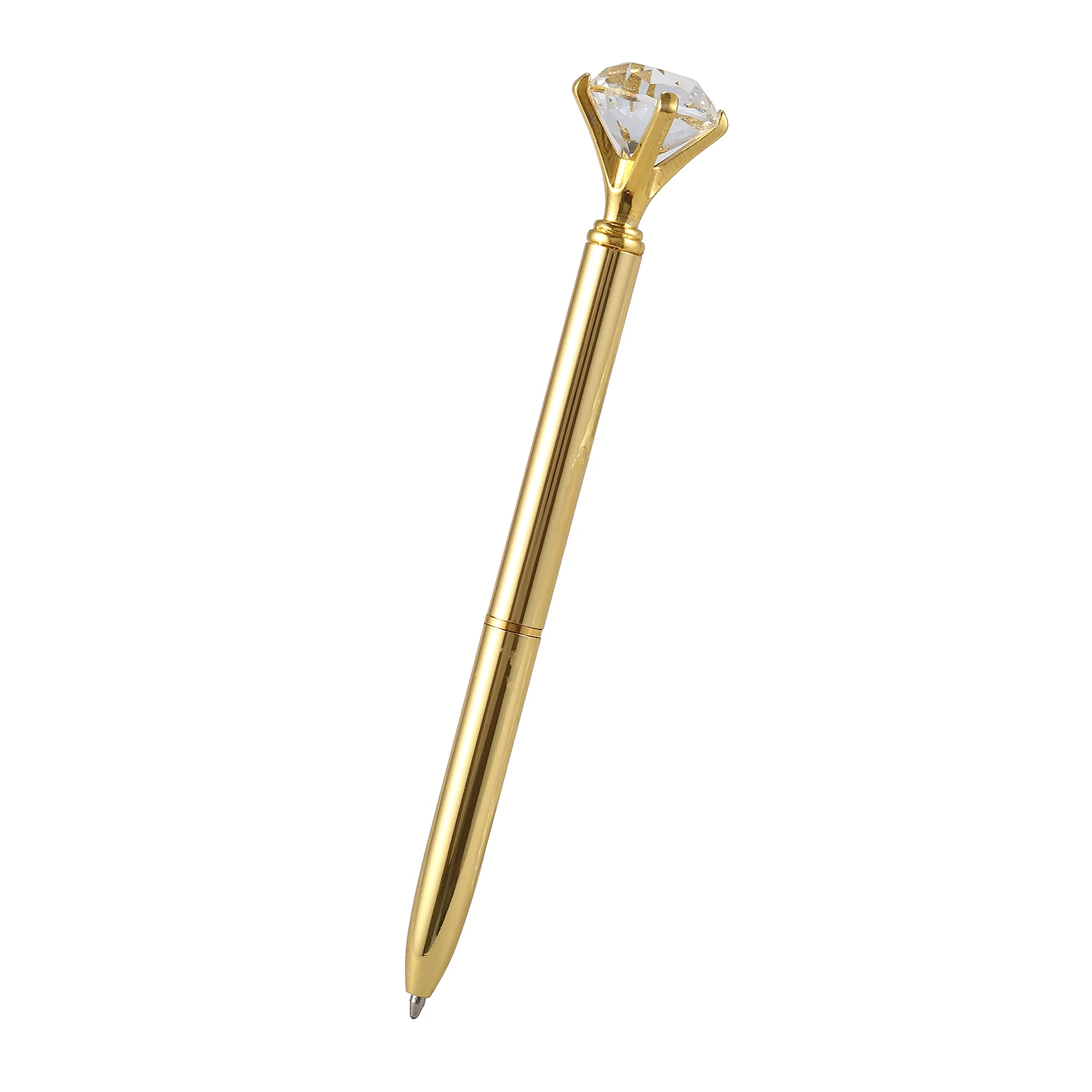 Kawaii Ballpoint Pen alloy Ball Pen With Diamond Black Refill Pen Fashion School , Gold