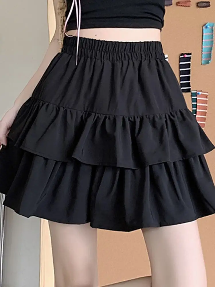 ZANZEA Korean Style Ruffle Short Skirts Women Summer Jupes 2024 Sweety Elastic Waist Faldas Loose Comfortable Home Wear Skirts