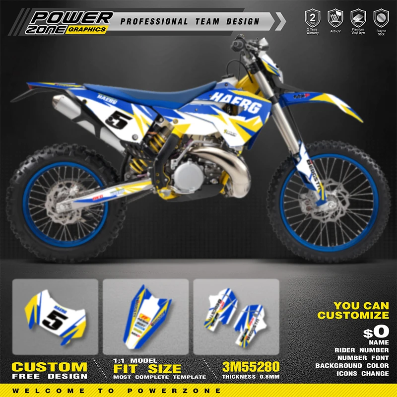 PowerZone Custom Team Graphics Backgrounds Decals Stickers Kit For HUSABERG 2011 2012 FE390 450 570-TE250 300 -FX450-FS570 02