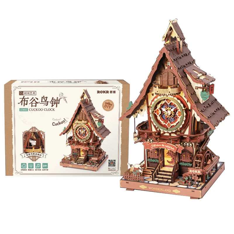 Reloj de cuco Kawaii de dibujos animados, reloj para sala de estar y dormitorio, adornos decorativos, montaje hecho a mano de madera, regalo de cumpleaños Retro