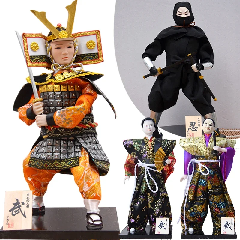 Muñecas samurái de 30cm, adorno hecho a mano, figura de Kimono Ninja, figuritas para el hogar, oficina, regalo de decoración