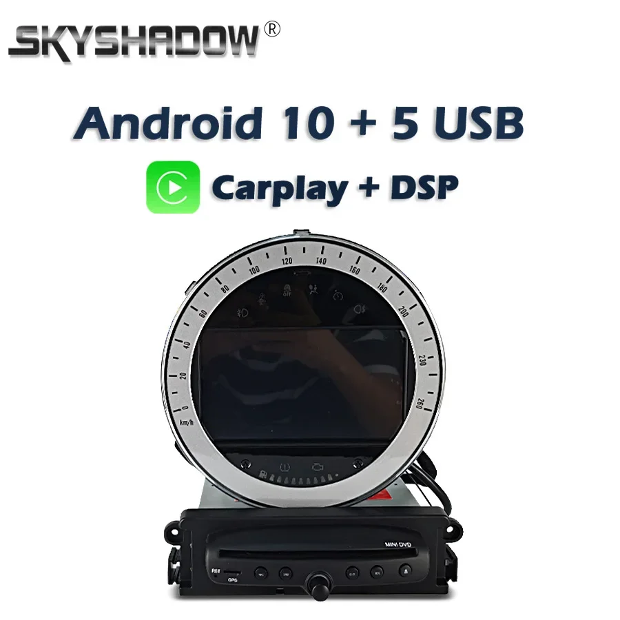 Carplay DSP PX6 IPS Android 10 4GB+64GB GPS map Car DVD Player Google RDS Radio Wifi Bluetooth For BMW Mini Cooper R56 2006-2013