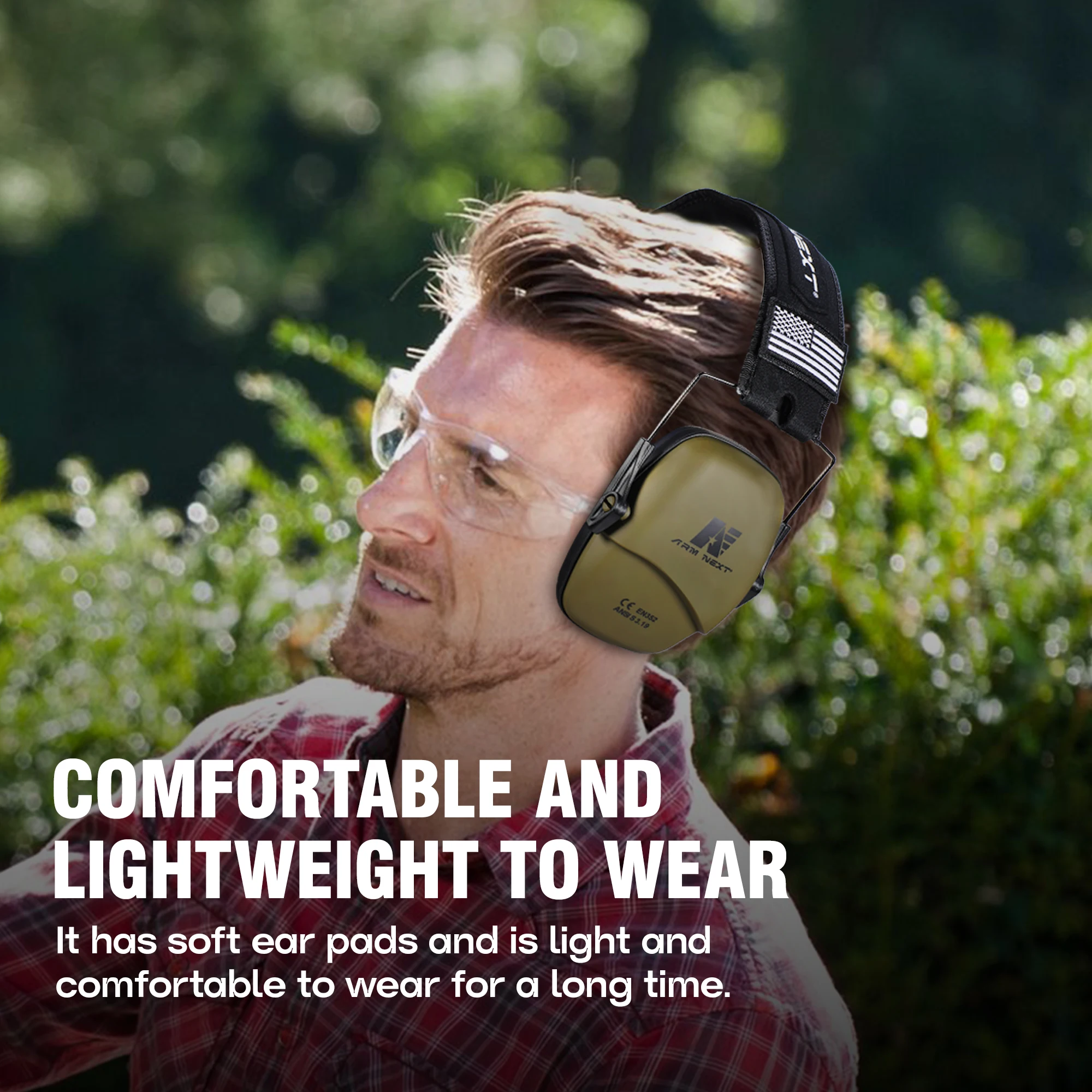 ARM NEXT V30 Foldable Hearing Protection Earmuffs – 26dB NRR Noise Reduction, CE & ANSI Certified, Lightweight Comfort for Shoot